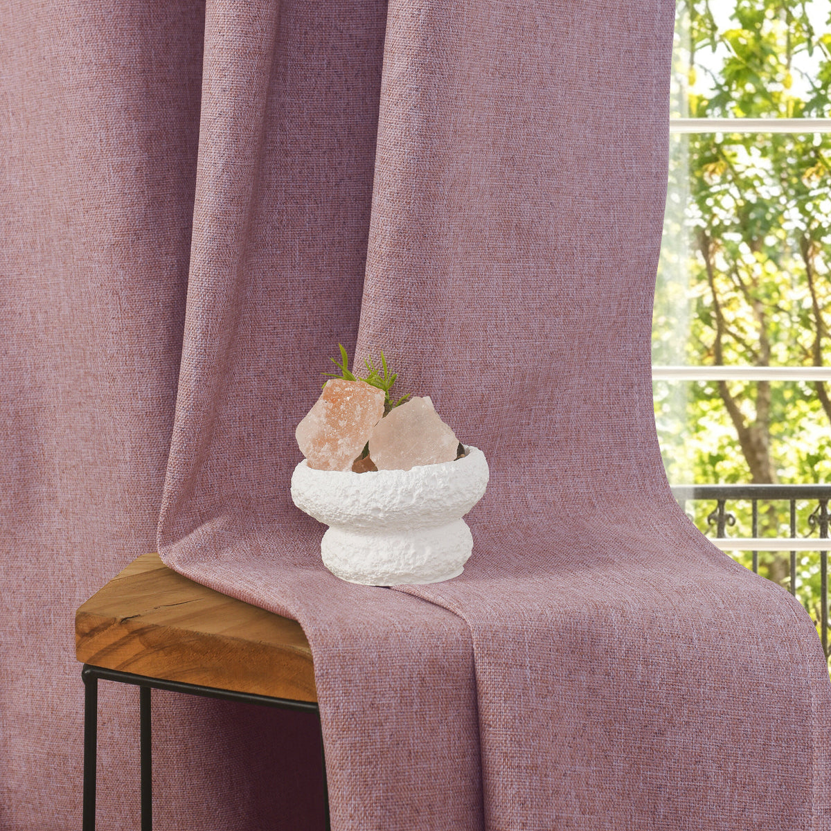Rideau 100% occultant + 8 œillets 140 x 240 cm Polyester chambray "Cocooning" Lavande