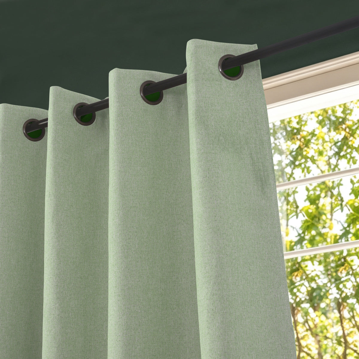 Rideau 100% occultant + 8 œillets 140 x 240 cm Polyester chambray "Cocooning" Menthe