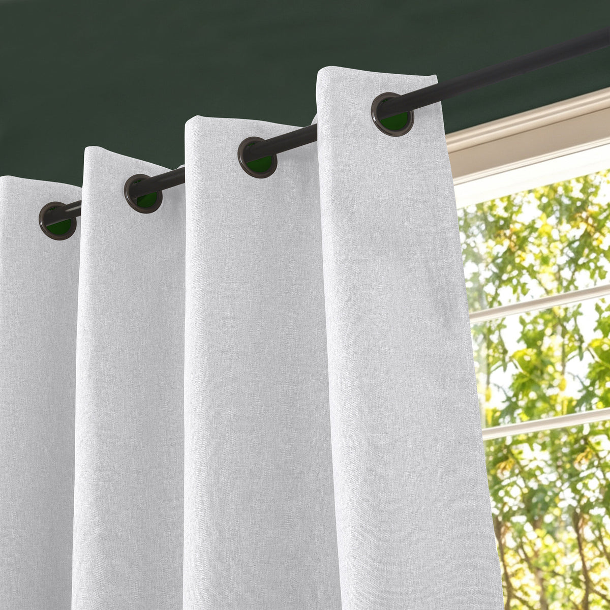 Rideau 100% occultant + 8 œillets 140 x 240 cm Polyester chambray "Cocooning" Neige