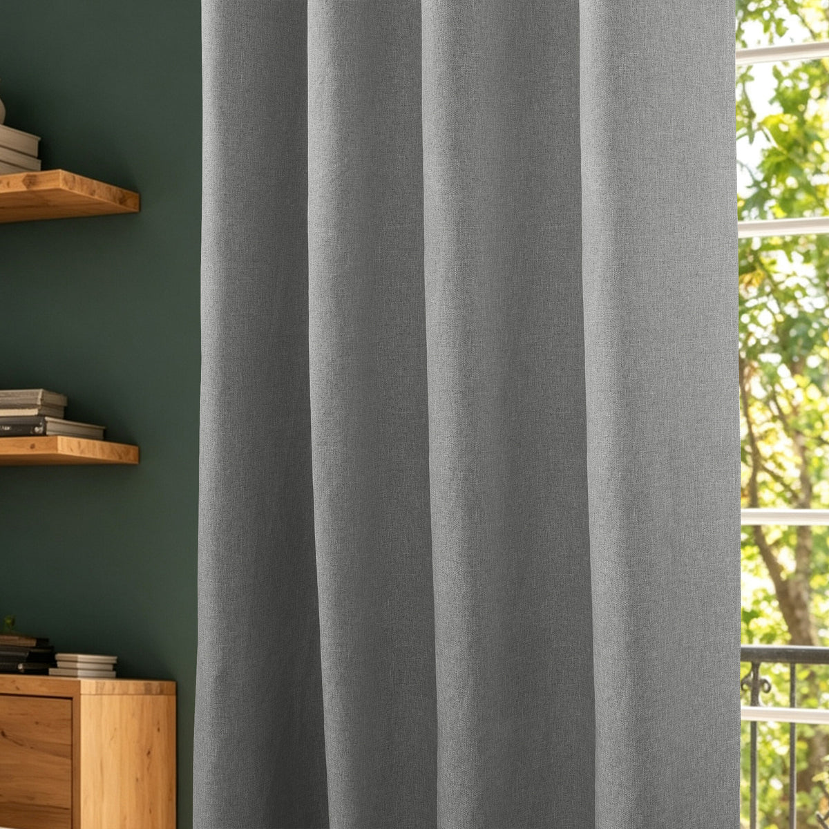 Rideau 100% occultant + 8 œillets 140 x 240 cm Polyester chambray "Cocooning" Perle