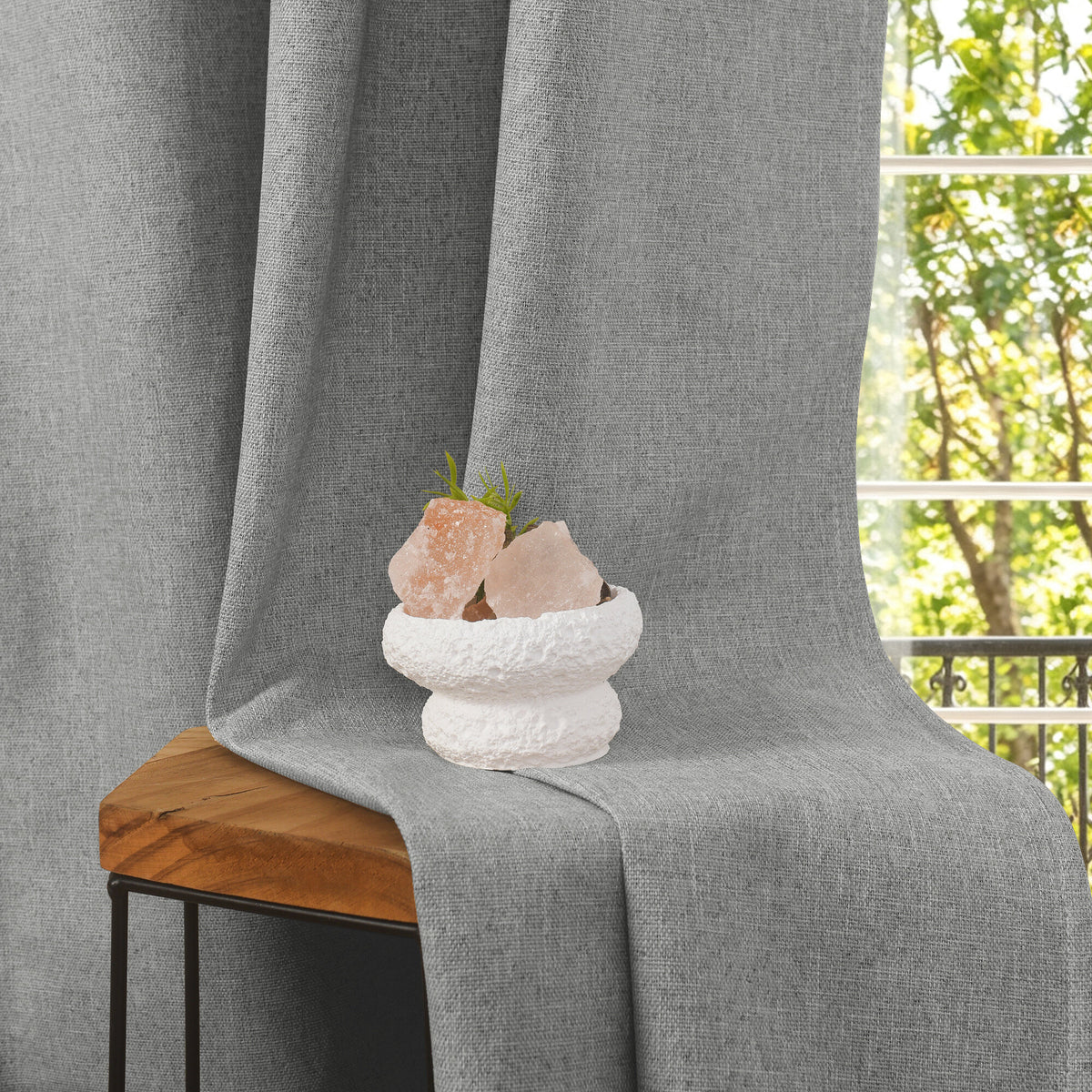 Rideau 100% occultant + 8 œillets 140 x 240 cm Polyester chambray "Cocooning" Perle