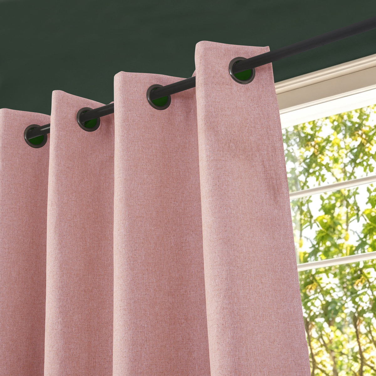 Rideau 100% occultant + 8 œillets 140 x 240 cm Polyester chambray "Cocooning" Rose