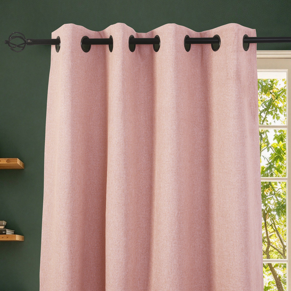 Rideau 100% occultant + 8 œillets 140 x 240 cm Polyester chambray "Cocooning" Rose