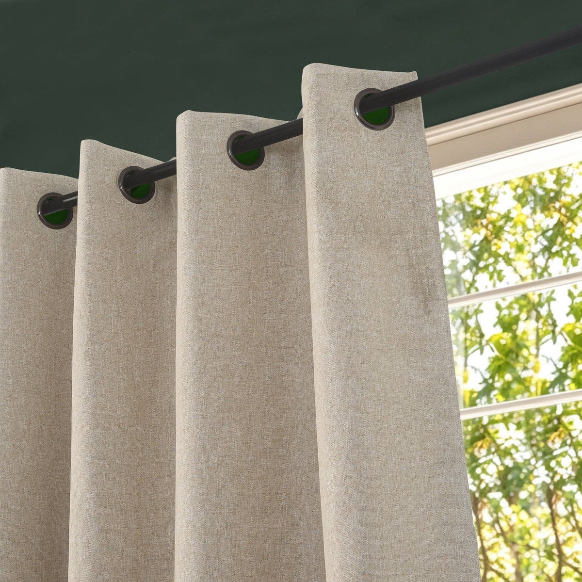 Rideau 100% occultant + 8 œillets 140 x 240 cm Polyester chambray "Cocooning" Sable