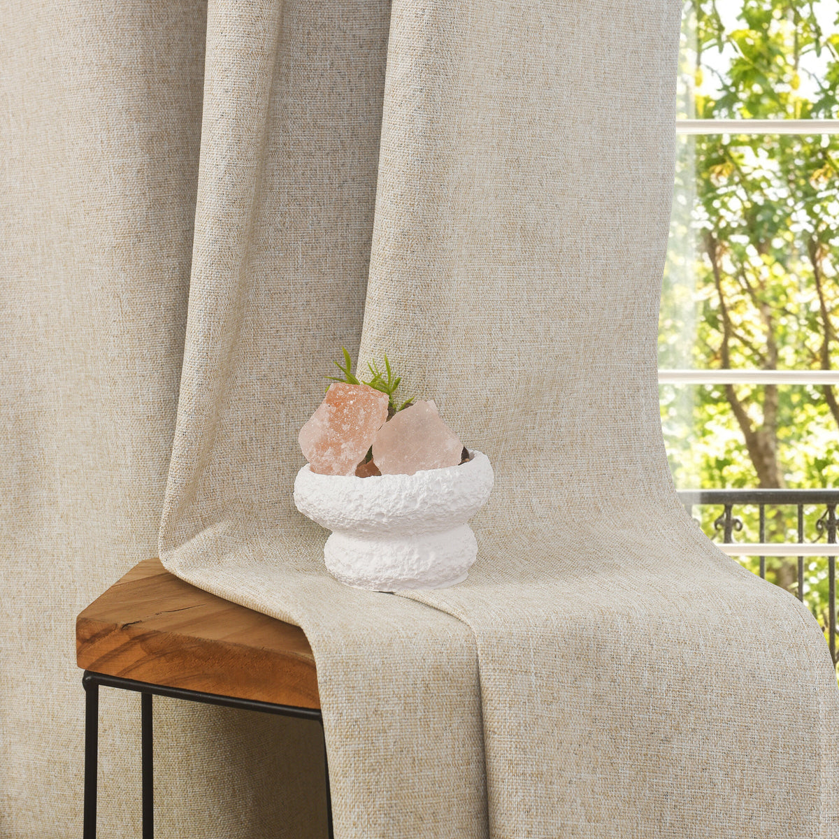Rideau 100% occultant + 8 œillets 140 x 240 cm Polyester chambray "Cocooning" Sable