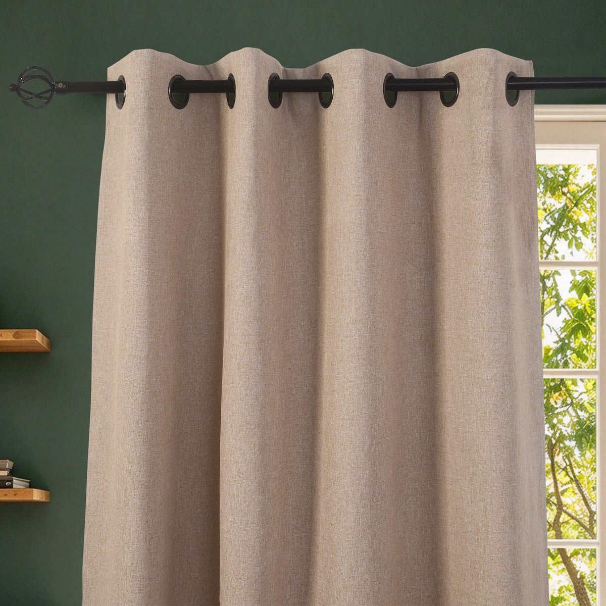 Rideau 100% occultant + 8 œillets 140 x 240 cm Polyester chambray "Cocooning" Taupe
