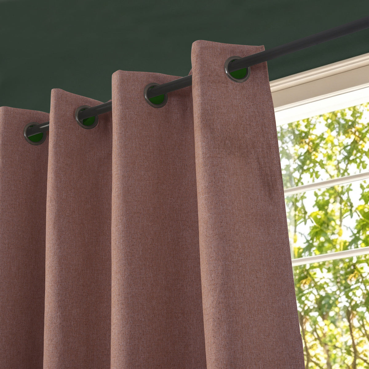 Rideau 100% occultant + 8 œillets 140 x 240 cm Polyester chambray "Cocooning" Terracotta