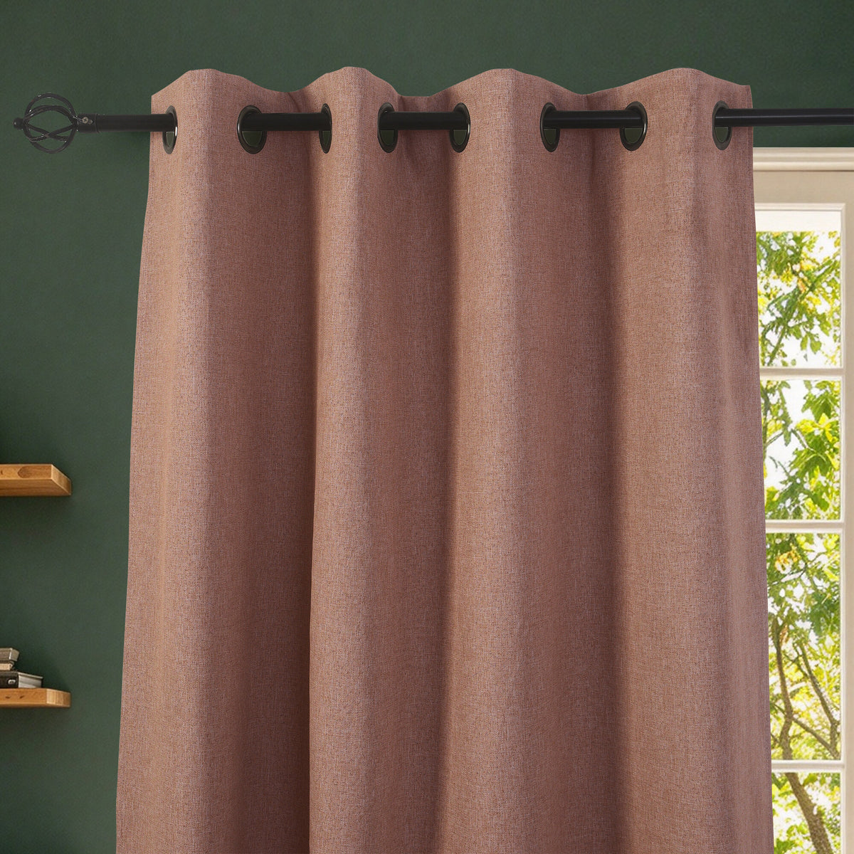 Rideau 100% occultant + 8 œillets 140 x 240 cm Polyester chambray "Cocooning" Terracotta