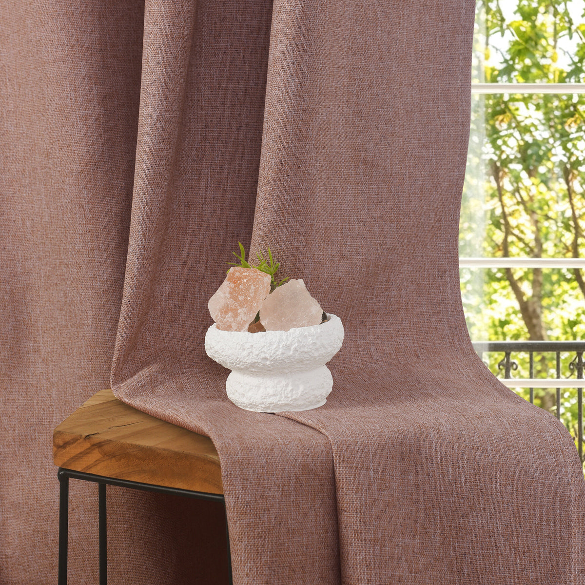 Rideau 100% occultant + 8 œillets 140 x 240 cm Polyester chambray "Cocooning" Terracotta