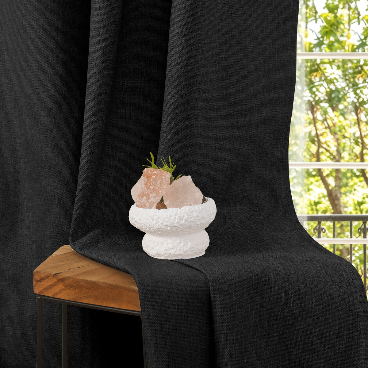 Rideau 100% occultant + 8 œillets 140 x 240 cm Polyester chambray "Cocooning" Truffe
