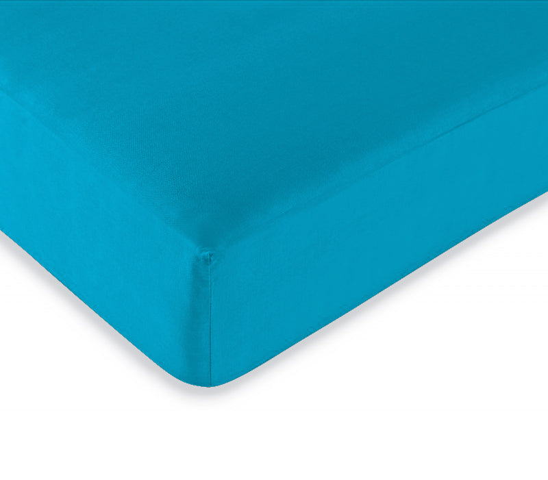 Drap housse "Duo Protect" imperméable 100% Coton 57 fils/cm² 90 x 190 cm Cyan