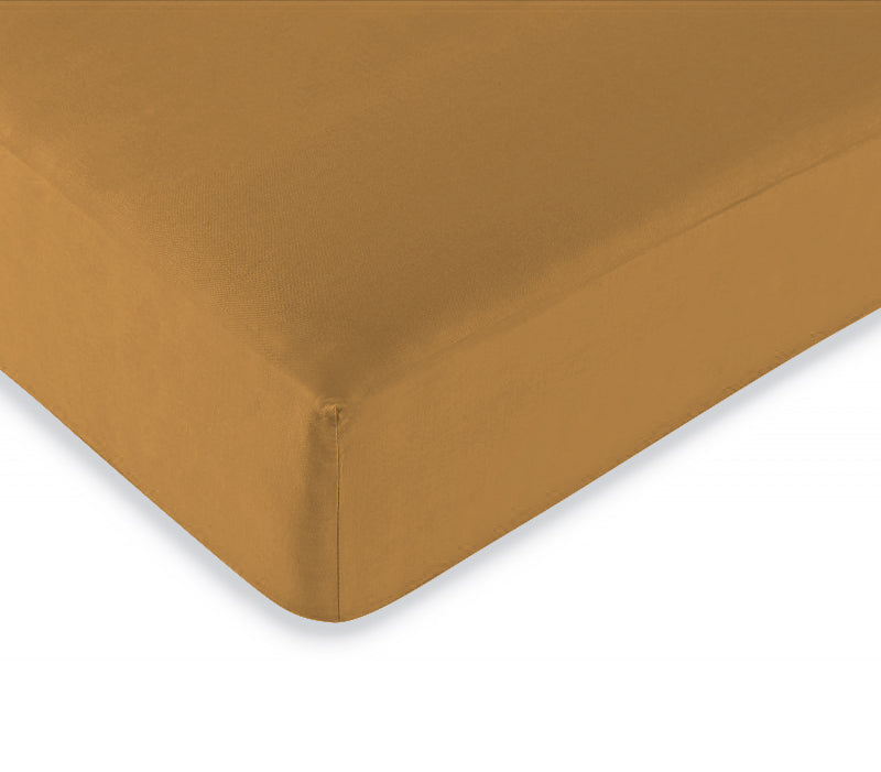 Drap housse "Duo Protect" imperméable 100% Coton 57 fils/cm² 180 x 200 cm Miel