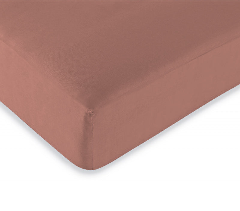 Drap housse "Duo Protect" imperméable 100% Coton 57 fils/cm² 180 x 200 cm Vieux Rose