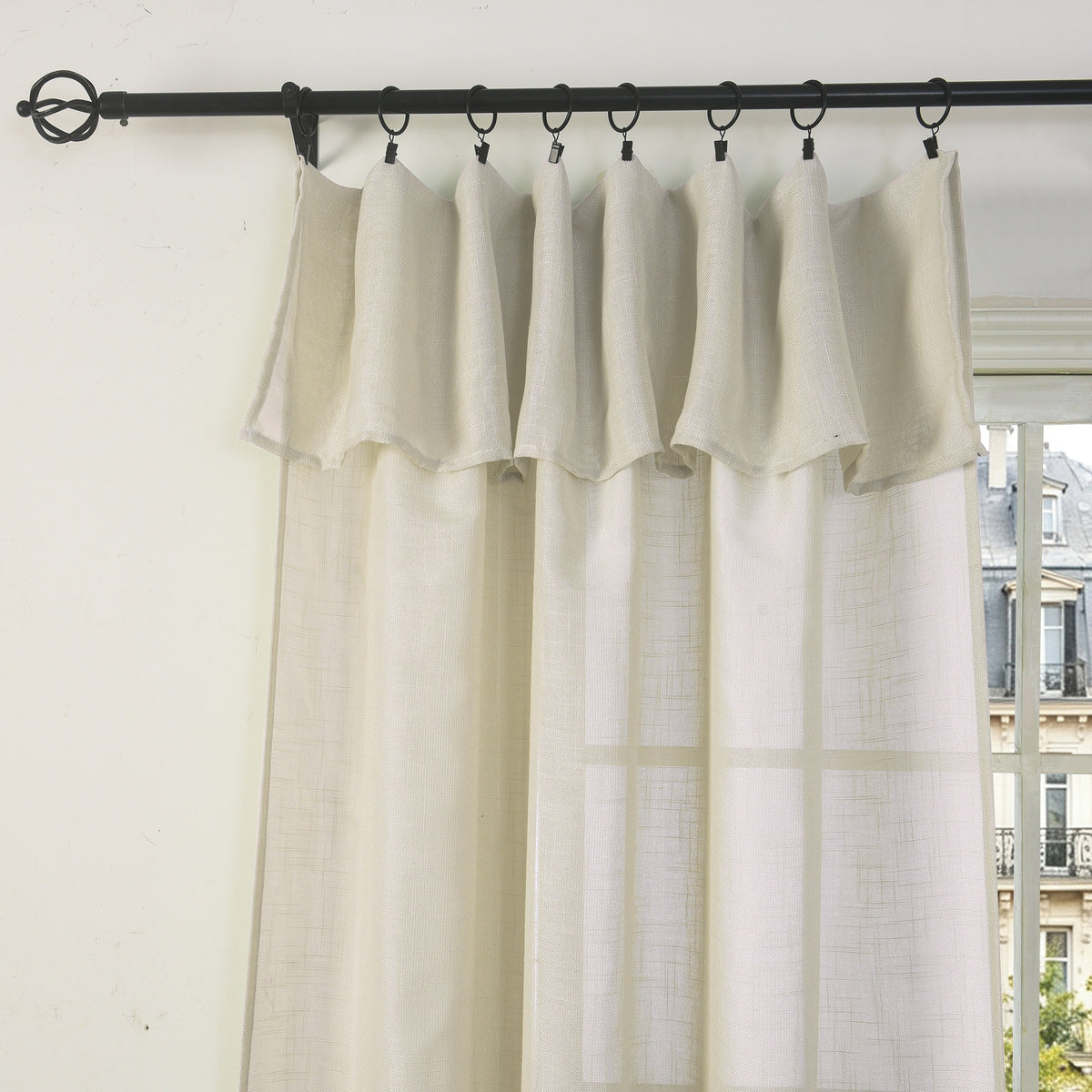Rideau ajustable + 8 anneaux pince 140 x 270 cm Polyester effet lin" Evasion" Nuage