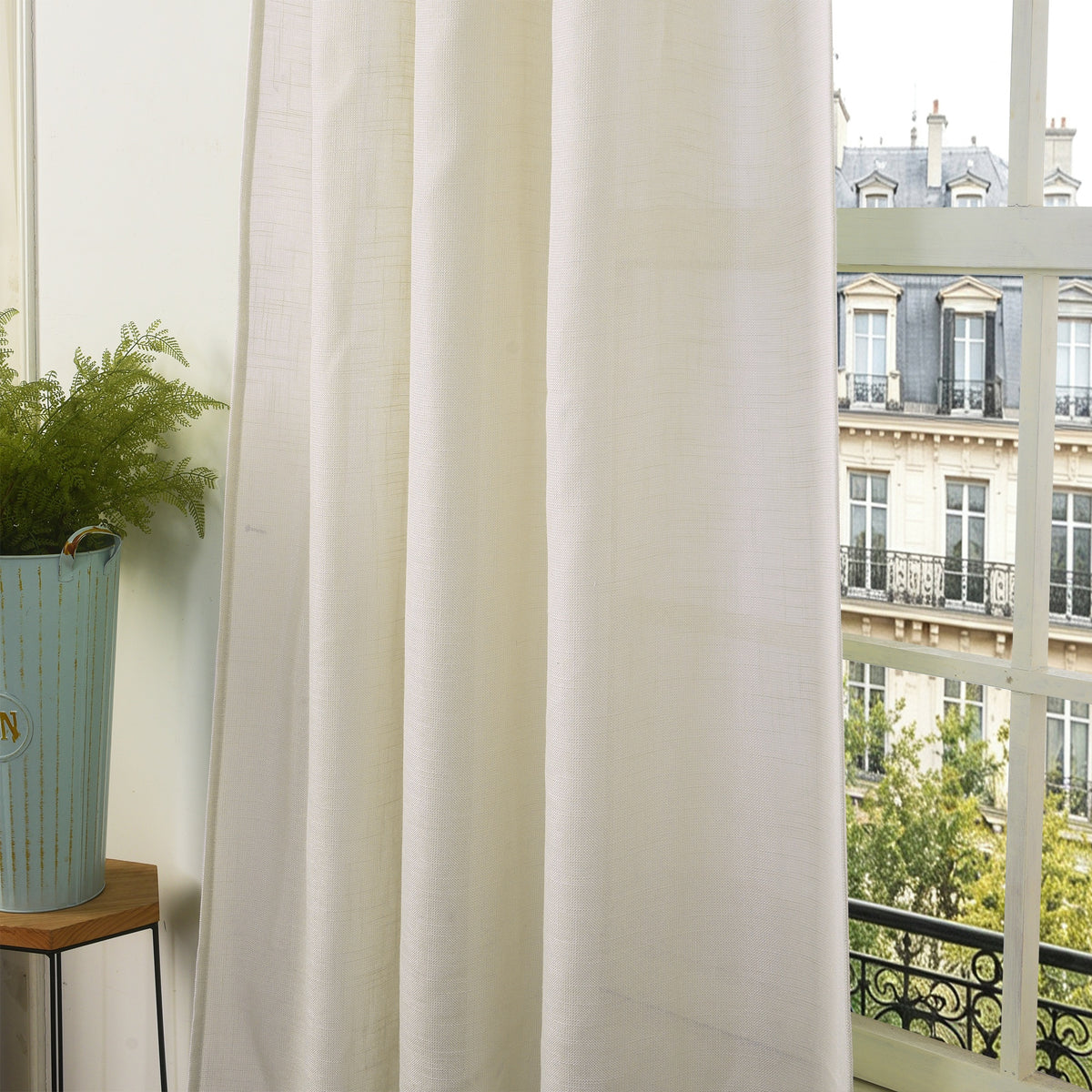 Rideau ajustable + 8 anneaux pince 140 x 270 cm Polyester effet lin" Evasion" Nuage