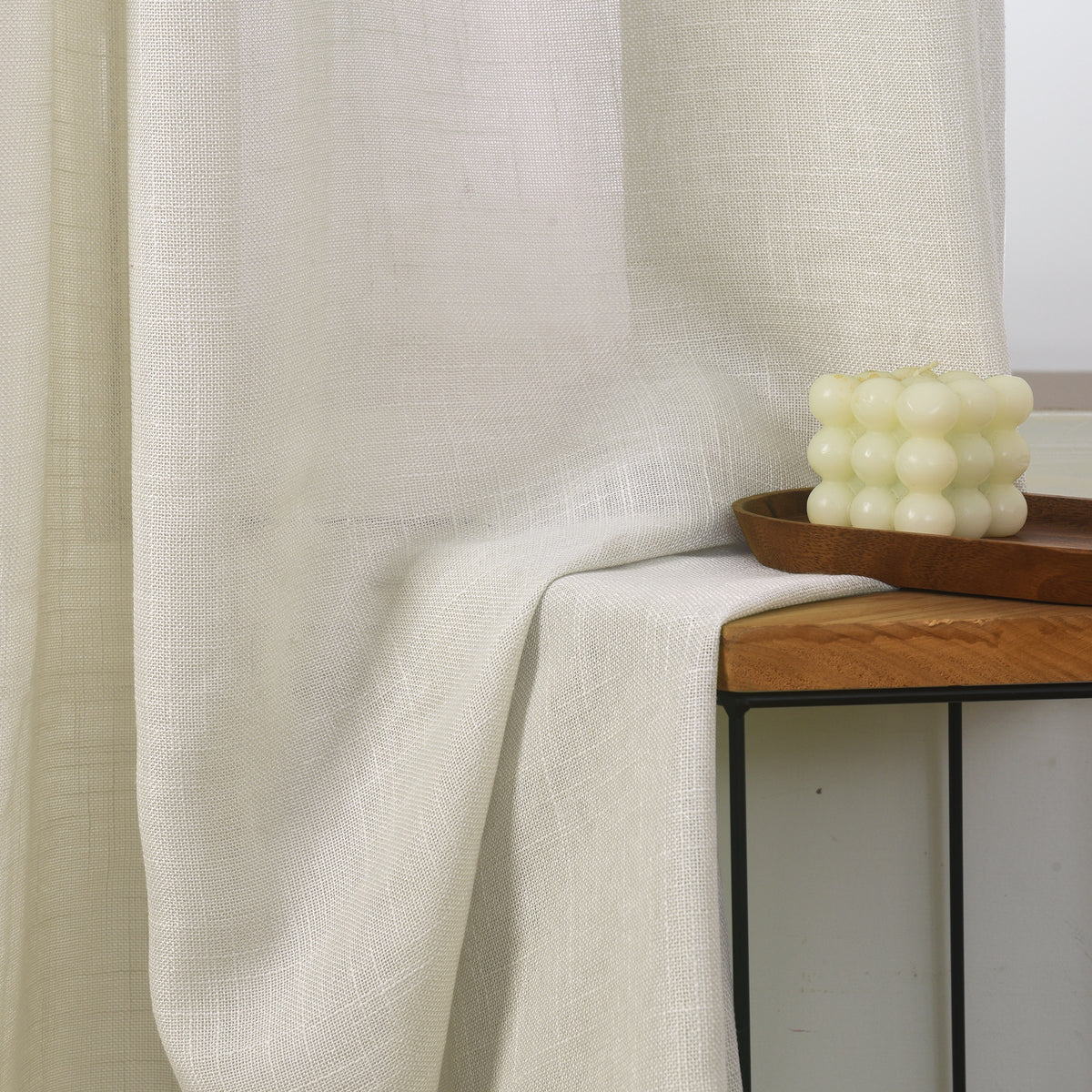 Rideau ajustable + 8 anneaux pince 140 x 270 cm Polyester effet lin" Evasion" Nuage