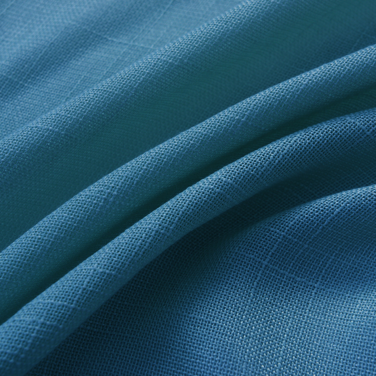 Rideau ajustable + 8 anneaux pince 140 x 270 cm Polyester effet lin" Evasion" Cyan