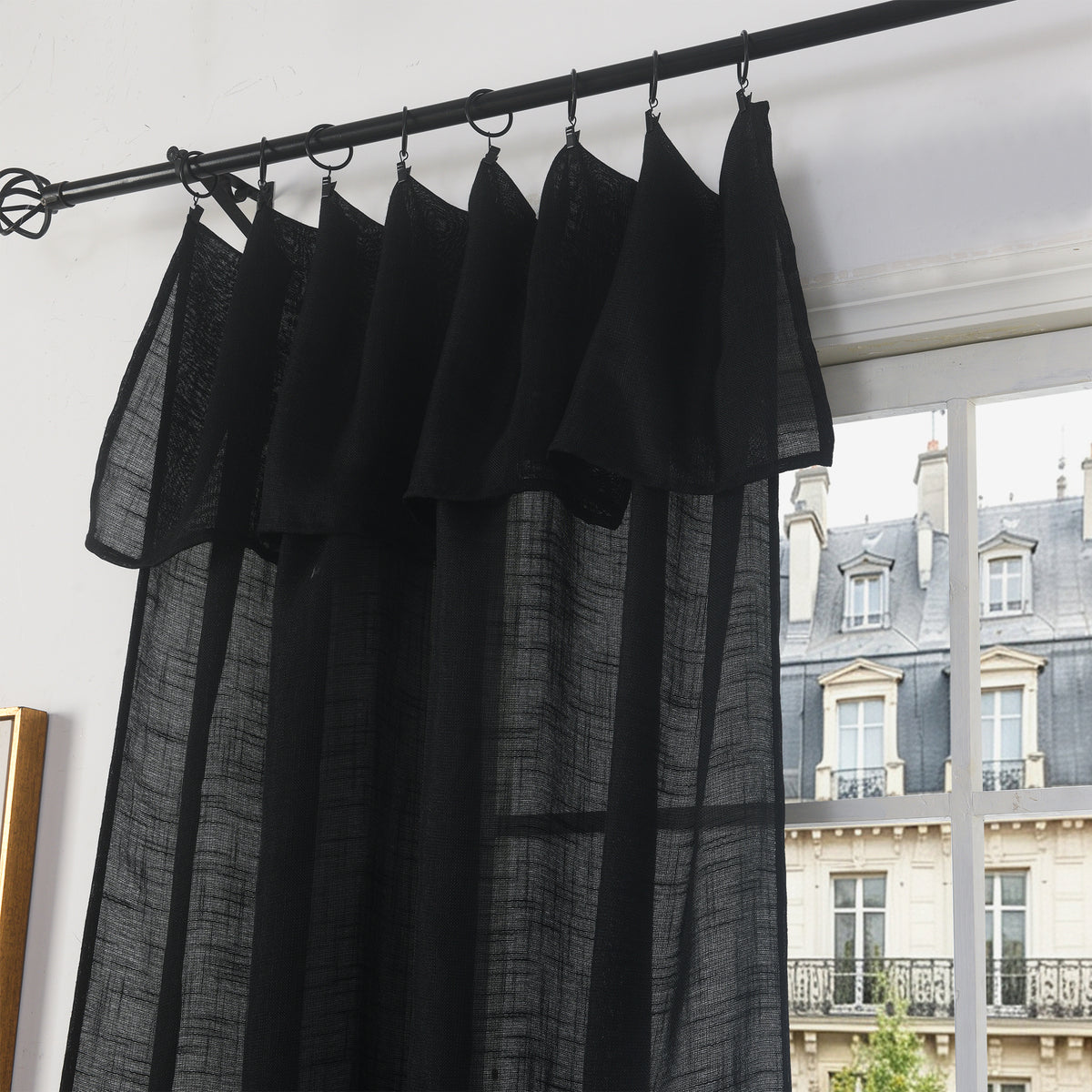 Rideau ajustable + 8 anneaux pince 140 x 270 cm Polyester effet lin" Evasion" Truffe