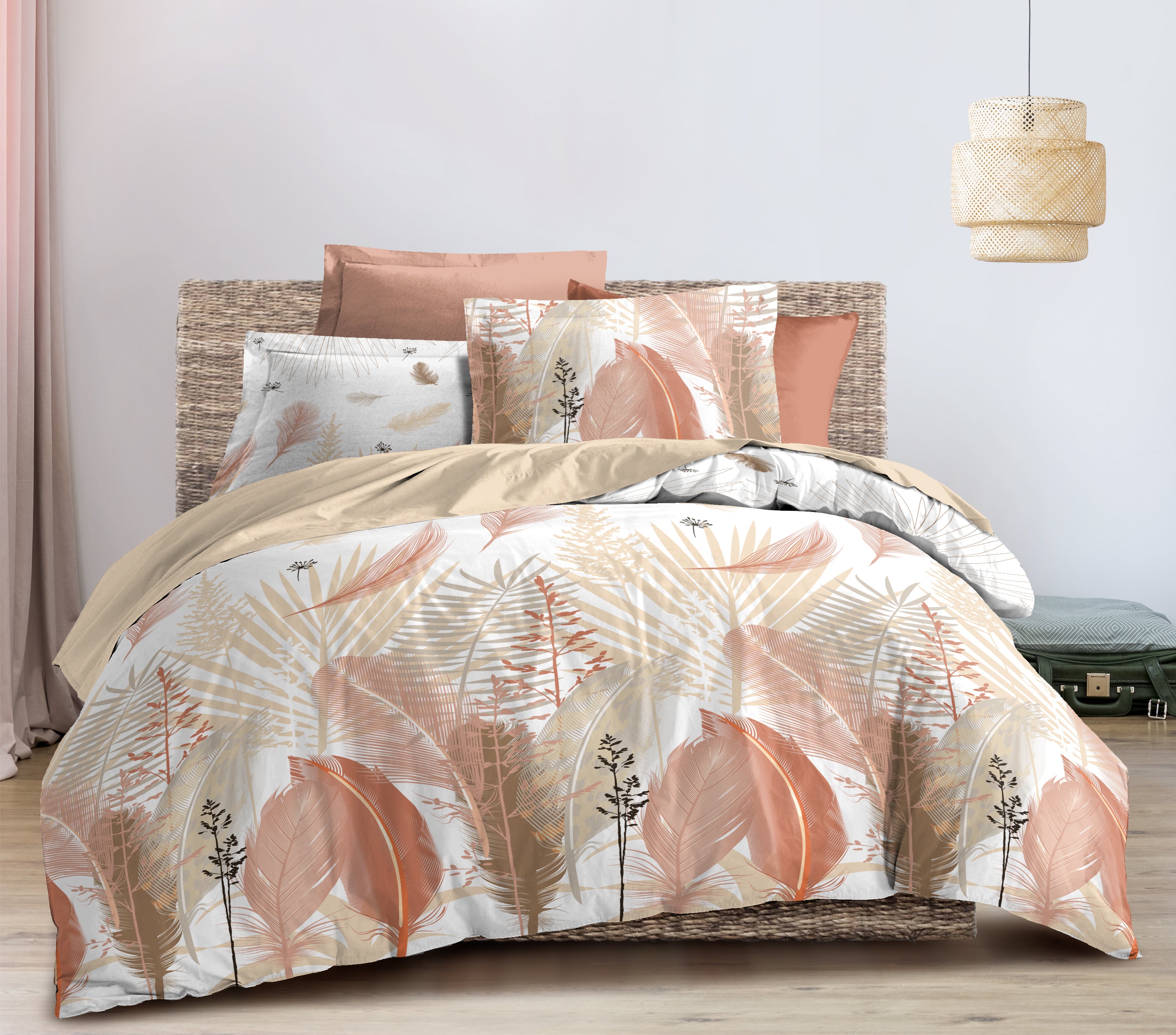 Parure de couette 3 pièces "Louna" 240 x 220 cm Plumes Multi