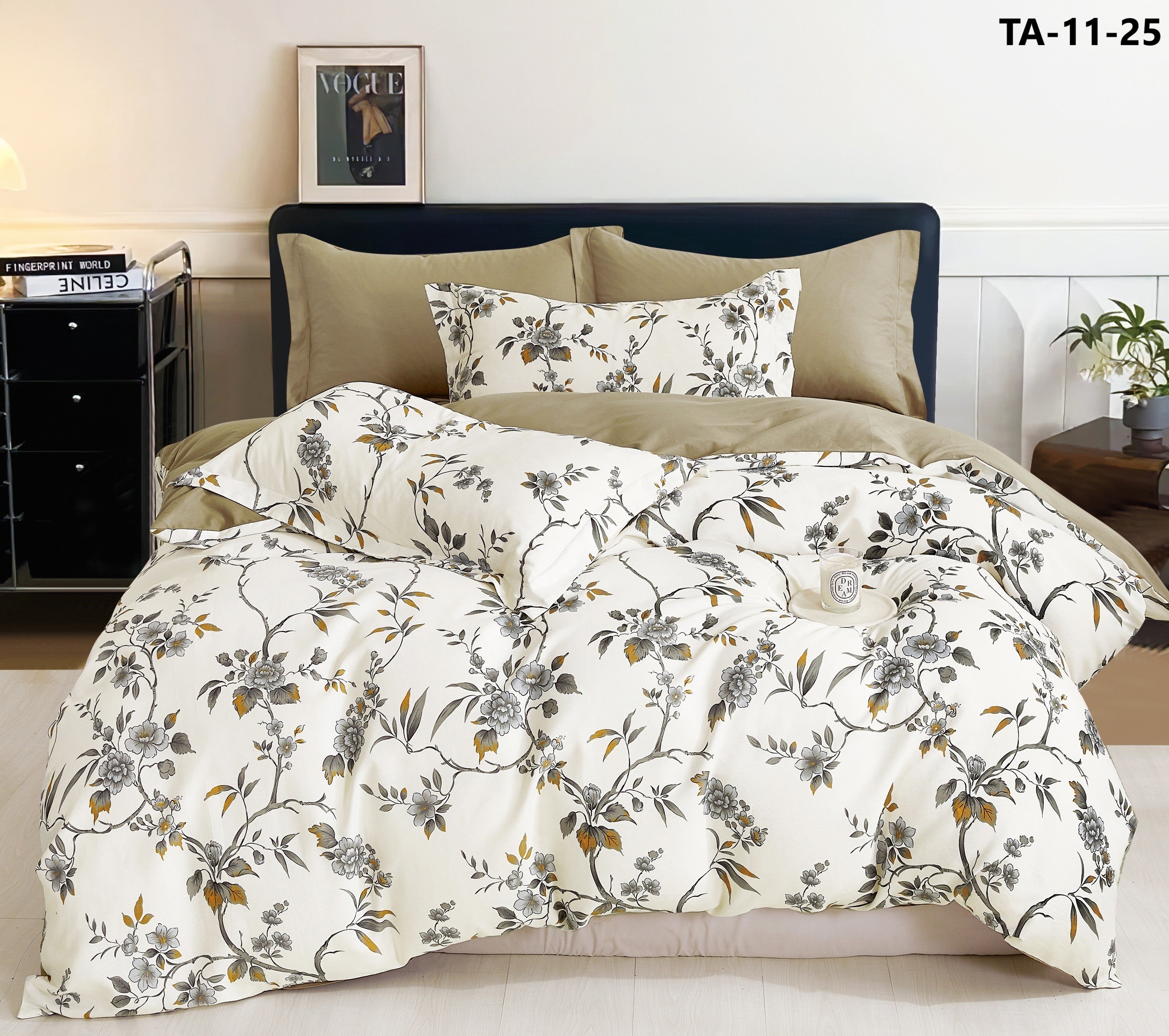 Parure de Couette "Imprimé Double Face" 240 x 220 cm + 2 Taies d'oreiller 65 x 65 cm