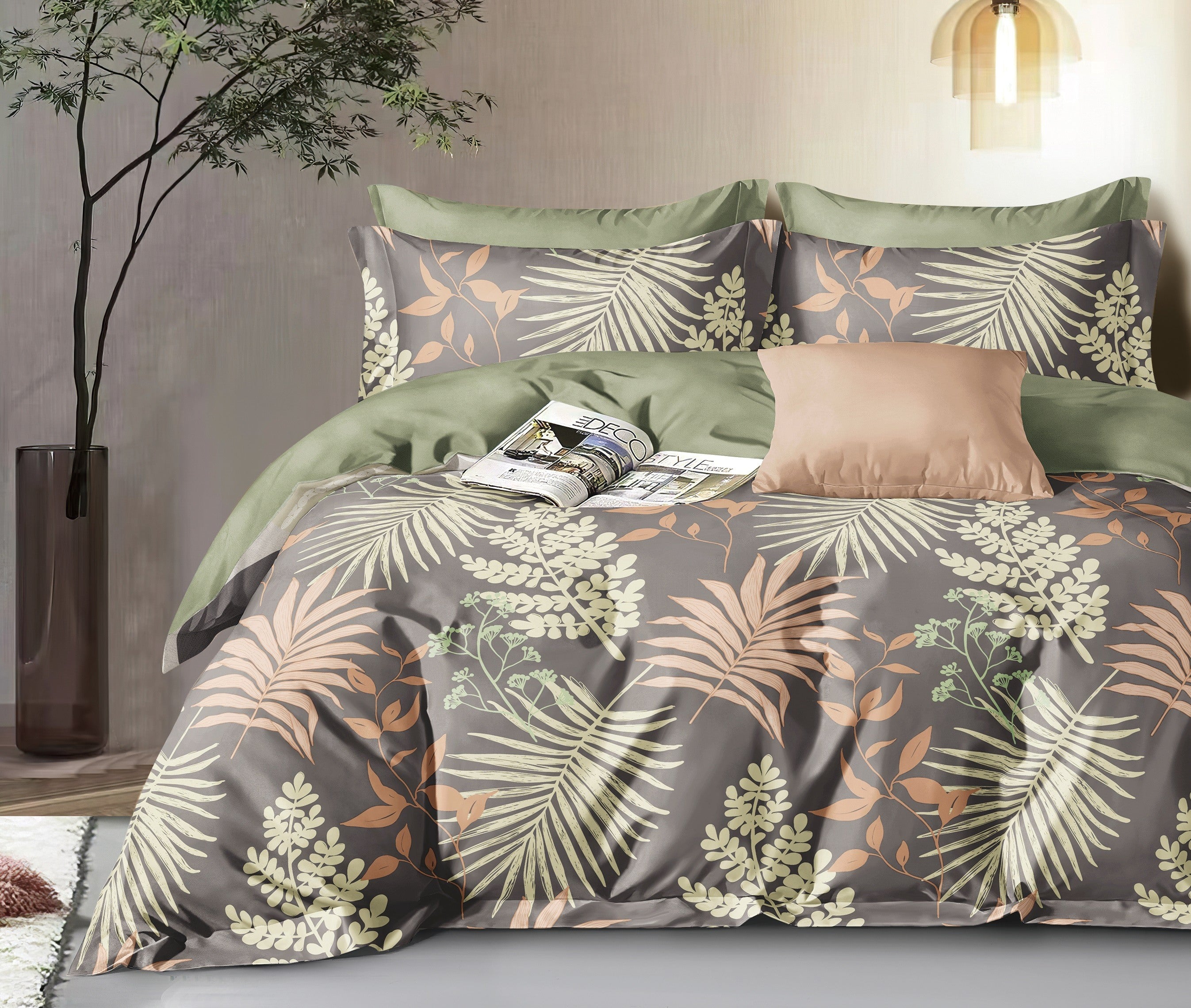 Parure de Couette "Imprimé Double Face" 240 x 220 cm + 2 Taies d'oreiller 65 x 65 cm