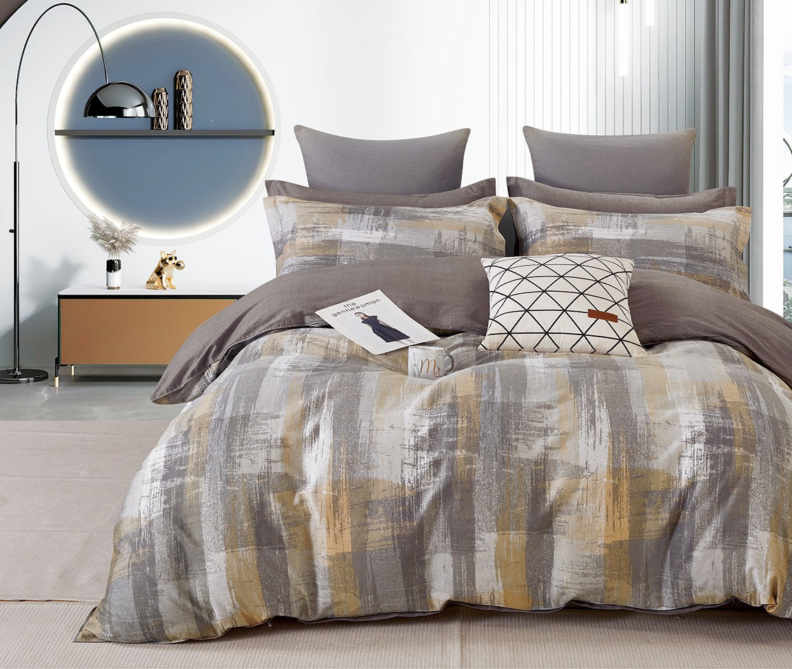 Parure de Couette "Imprimé Double Face" 240 x 220 cm + 2 Taies d'oreiller 65 x 65 cm