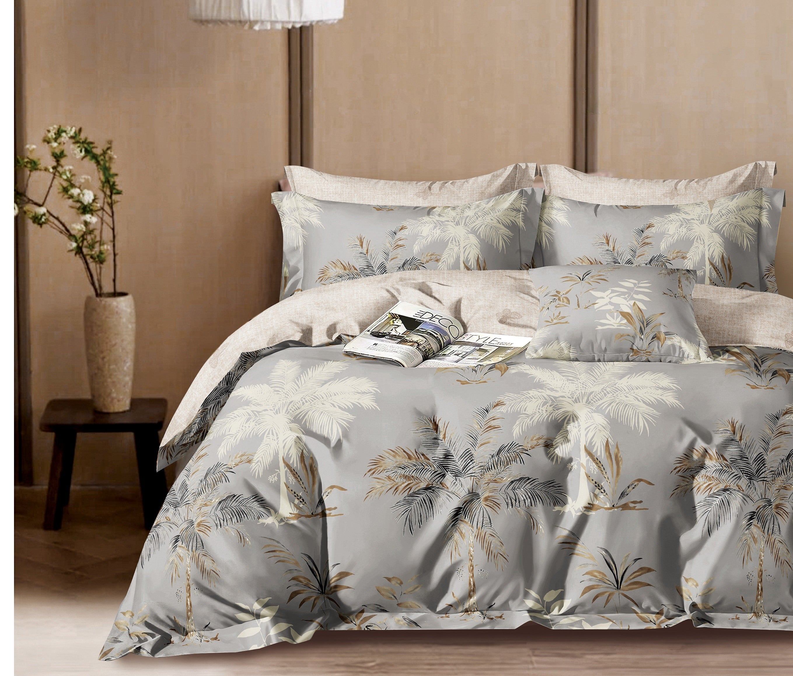 Parure de Couette "Imprimé Double Face" 240 x 220 cm + 2 Taies d'oreiller 65 x 65 cm