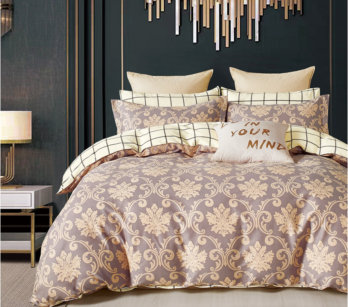 Parure de Couette "Imprimé Double Face" 240 x 220 cm + 2 Taies d'oreiller 65 x 65 cm