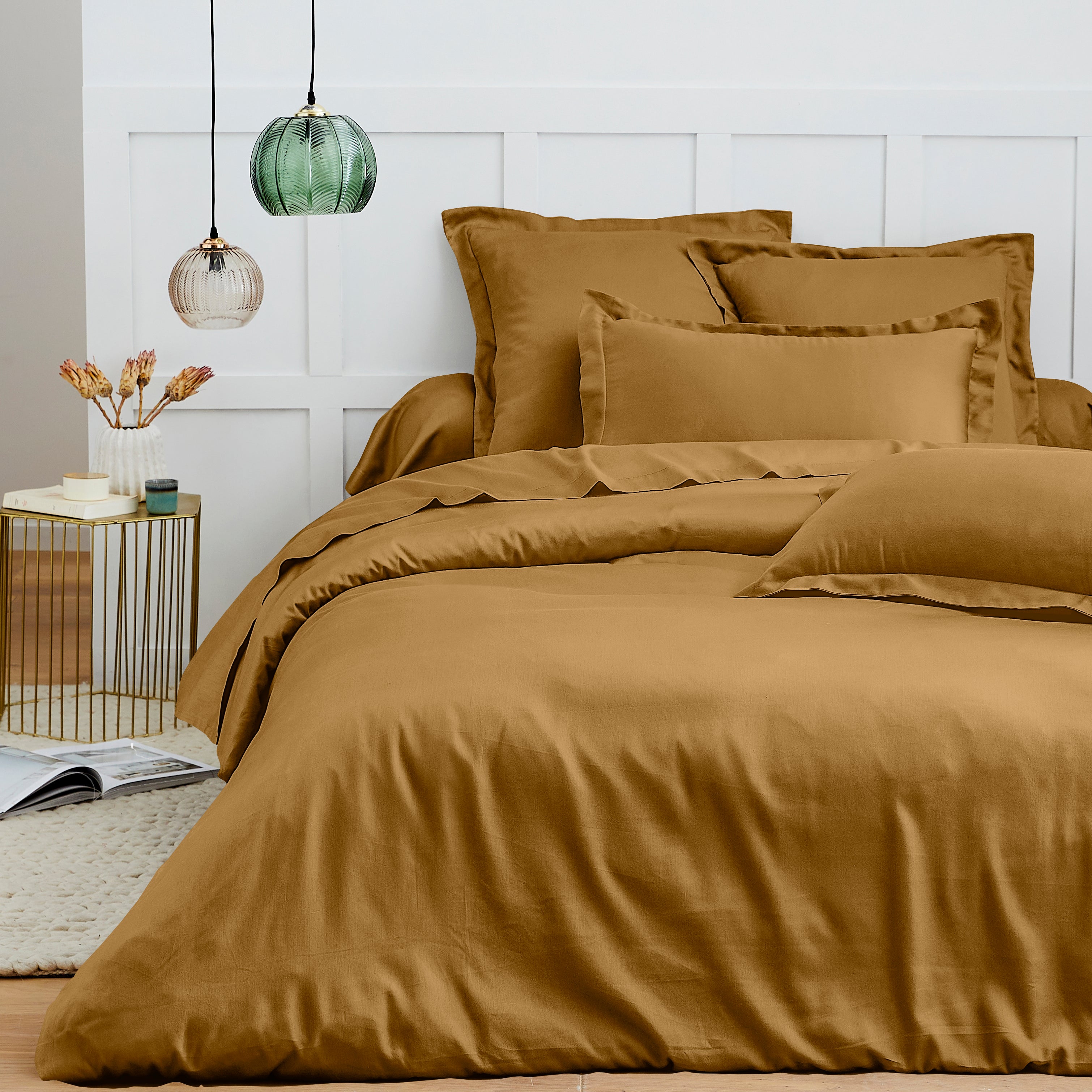 Housse de couette 100% Coton 240 x 220 cm Caramel