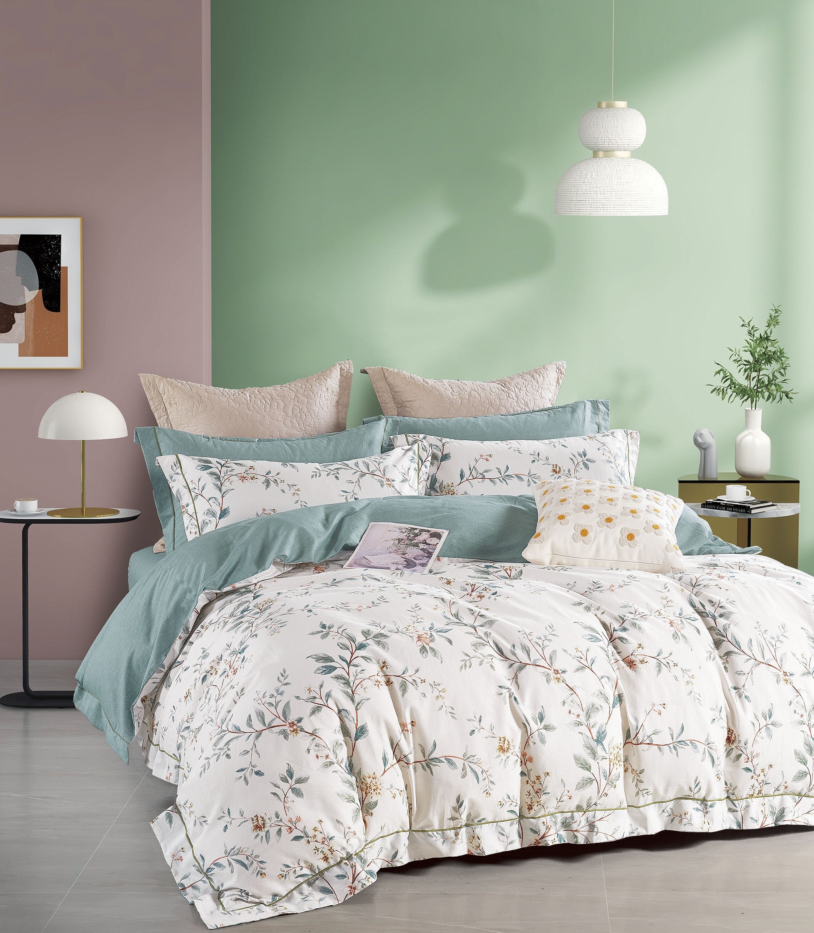 Parure de Couette "Imprimé Double Face" 240 x 220 cm + 2 Taies d'oreiller 65 x 65 cm