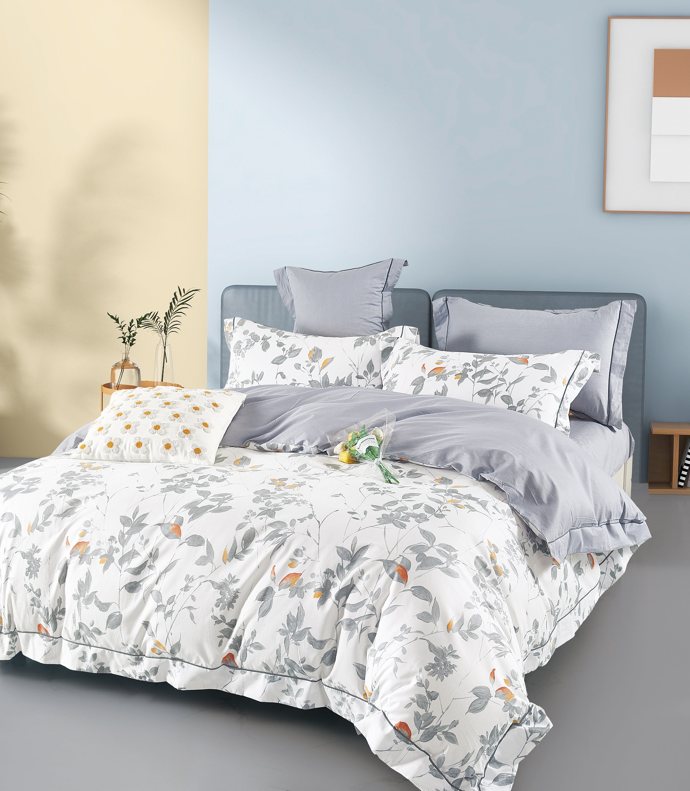 Parure de Couette "Imprimé Double Face" 240 x 220 cm + 2 Taies d'oreiller 65 x 65 cm