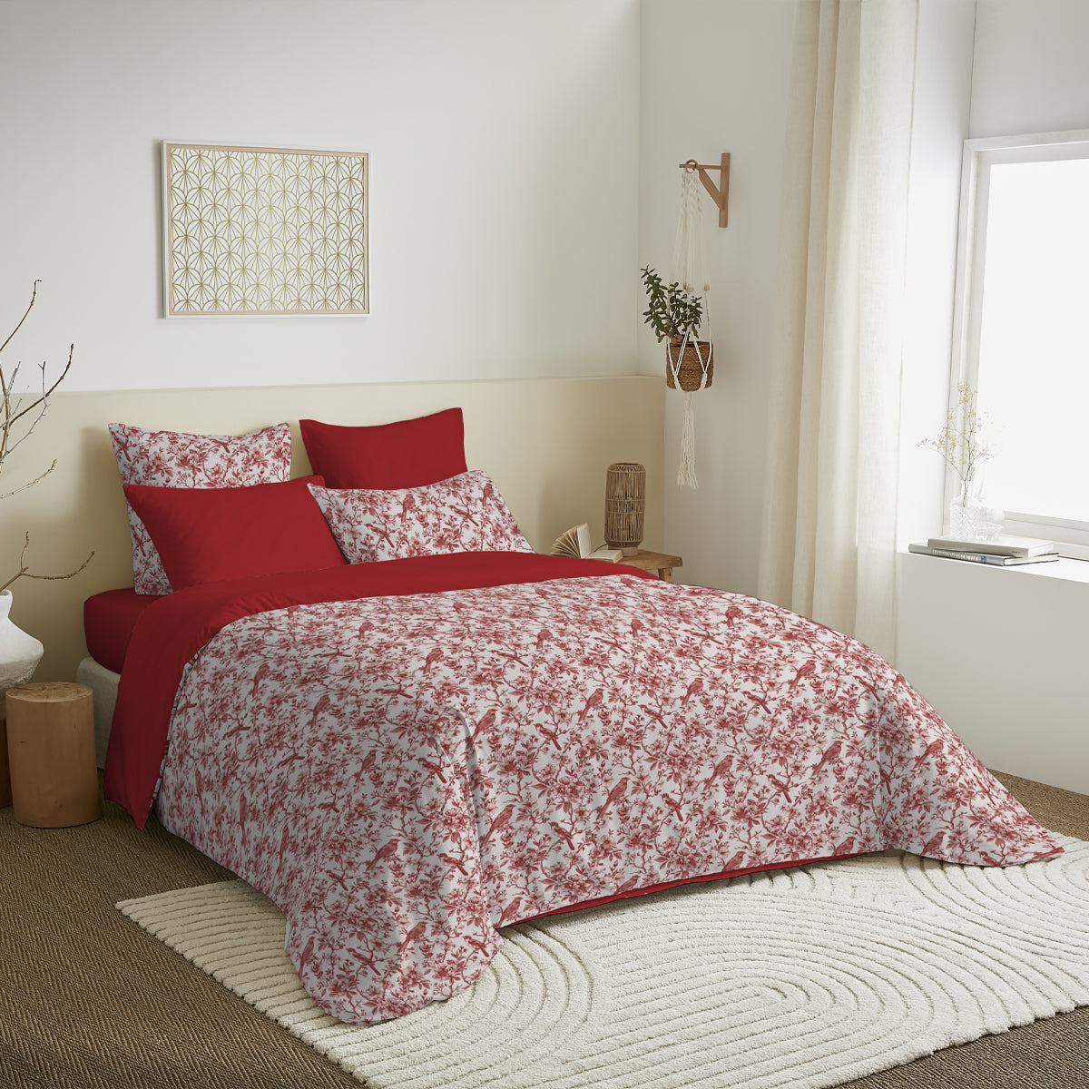 Pack Complet Housse de couette Imprimé 240 x 260 cm - Drap housse 180 x 200 cm King Size