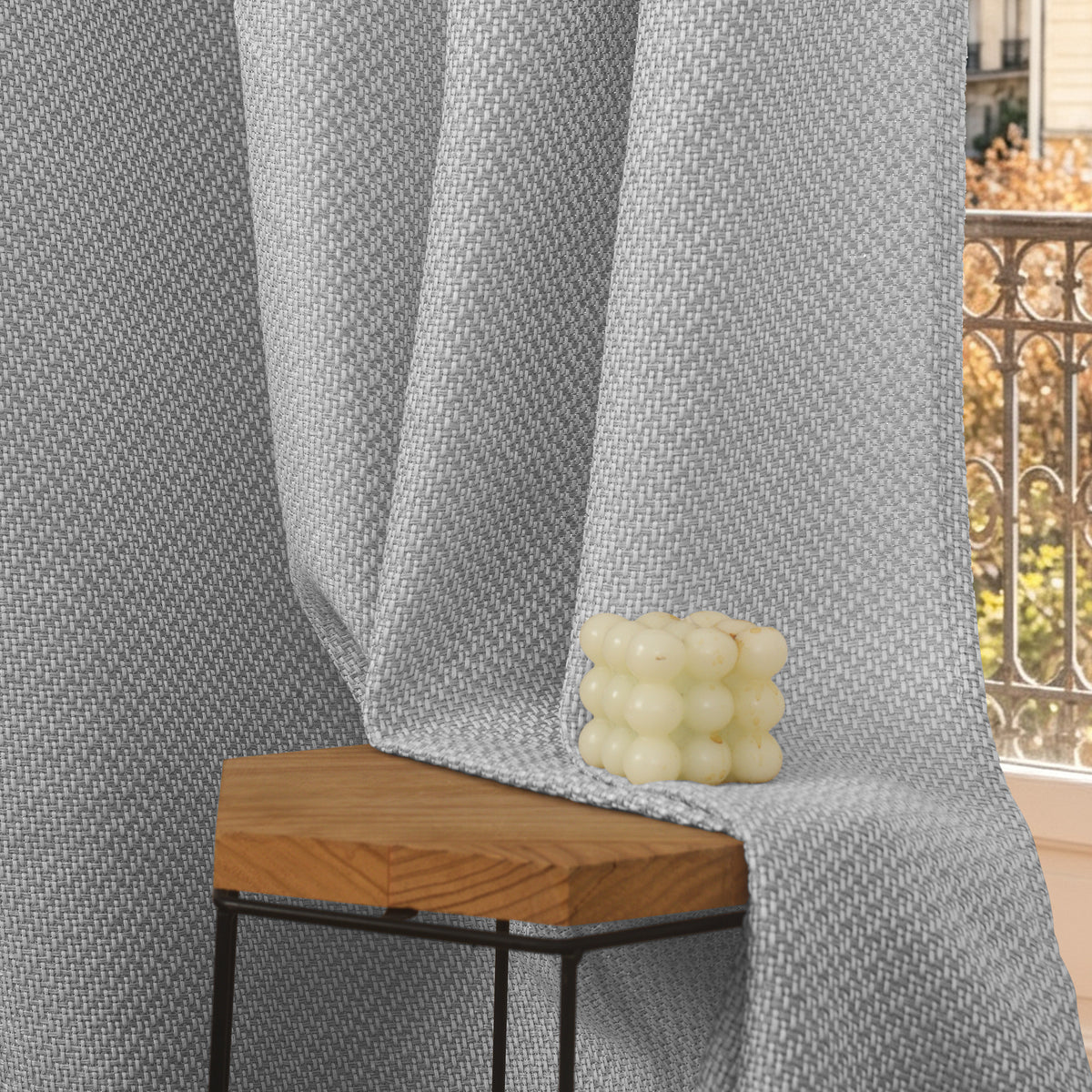 Rideau d'ameublement + 8 oeillets 140 x 240 cm Polyester fils teints jacquard "Victoria"Granite