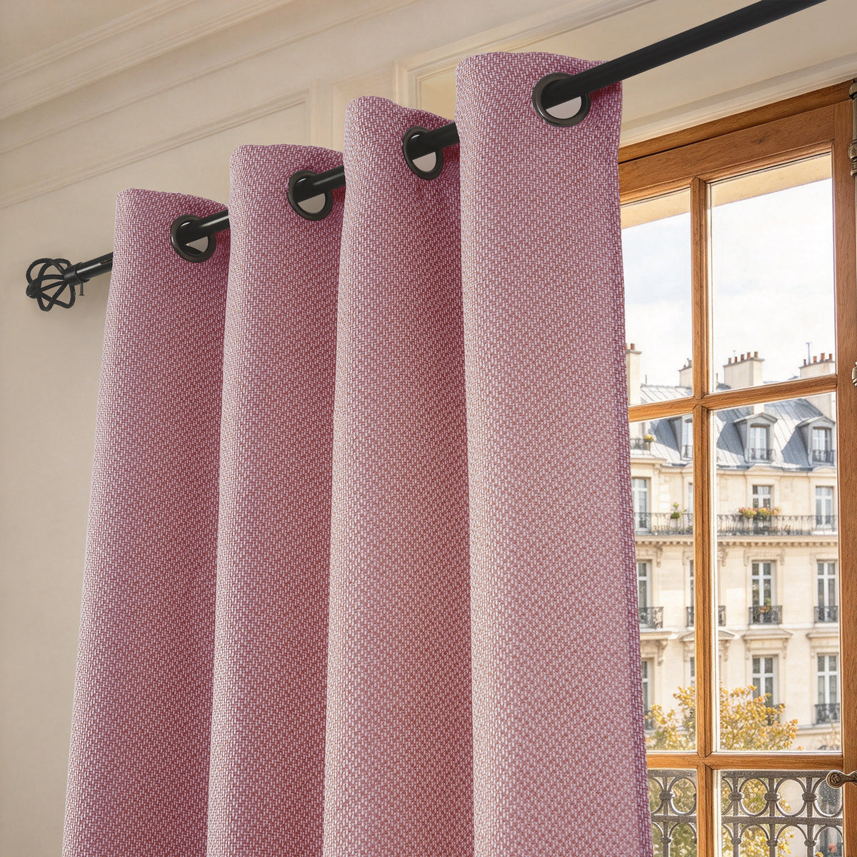 Rideau d'ameublement + 8 oeillets 140 x 240 cm Polyester fils teints jacquard "Victoria"Lie De Vin