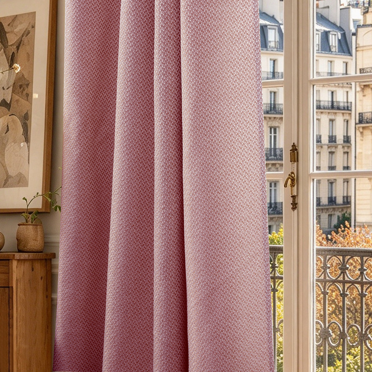 Rideau d'ameublement + 8 oeillets 140 x 240 cm Polyester fils teints jacquard "Victoria"Lie De Vin