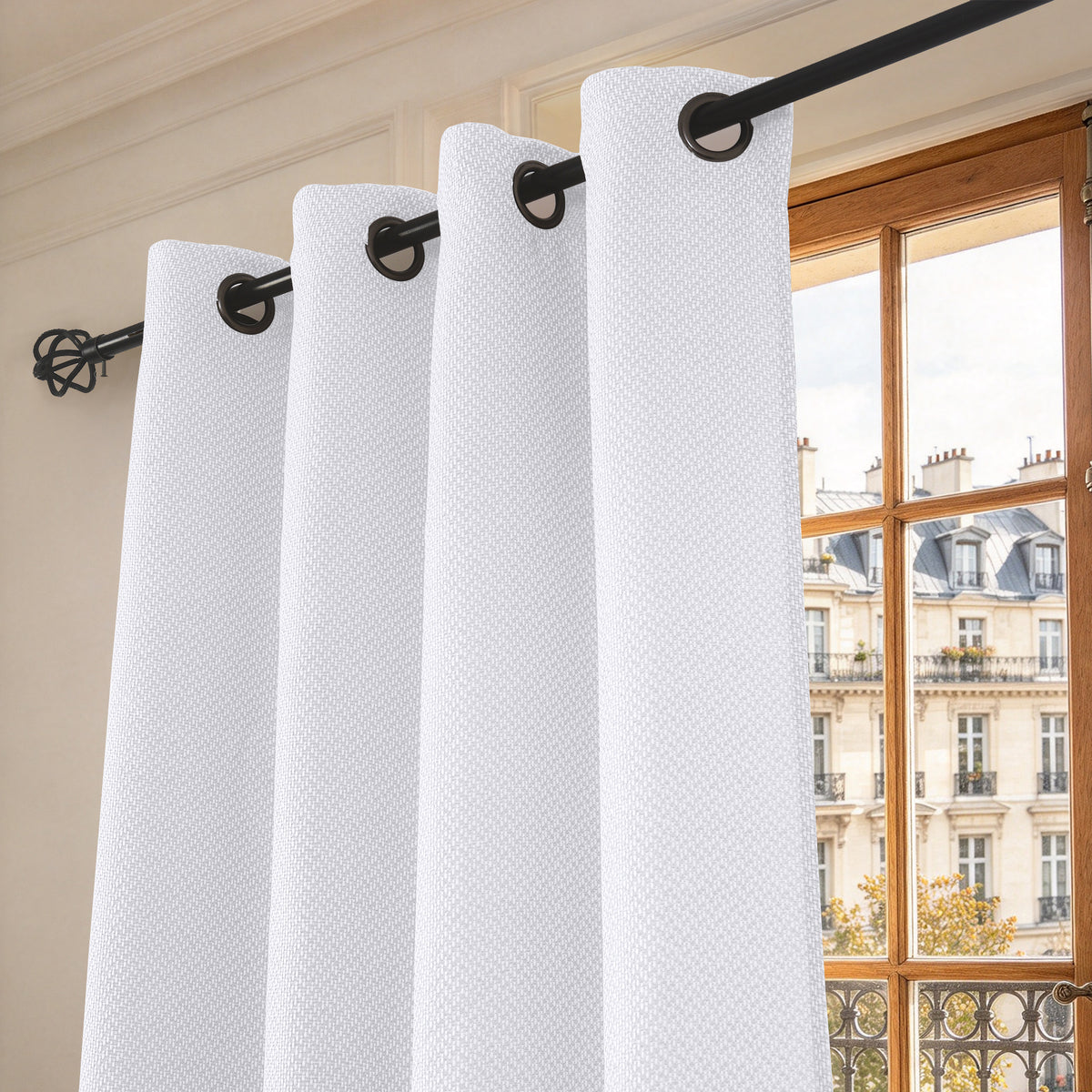 Rideau d'ameublement + 8 oeillets 140 x 240 cm Polyester fils teints jacquard "Victoria"Neige