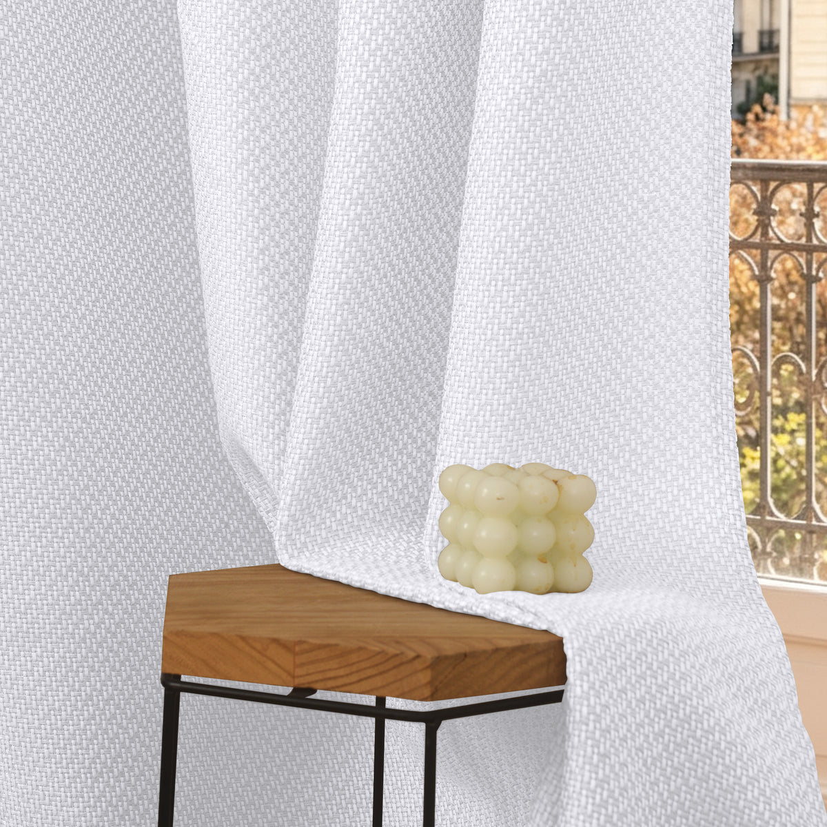 Rideau d'ameublement + 8 oeillets 140 x 240 cm Polyester fils teints jacquard "Victoria"Neige