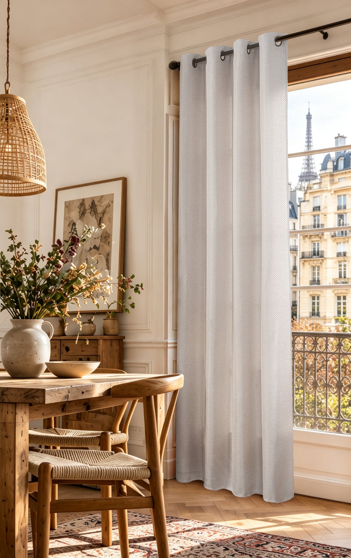 Rideau d'ameublement + 8 oeillets 140 x 240 cm Polyester fils teints jacquard "Victoria"Nuage