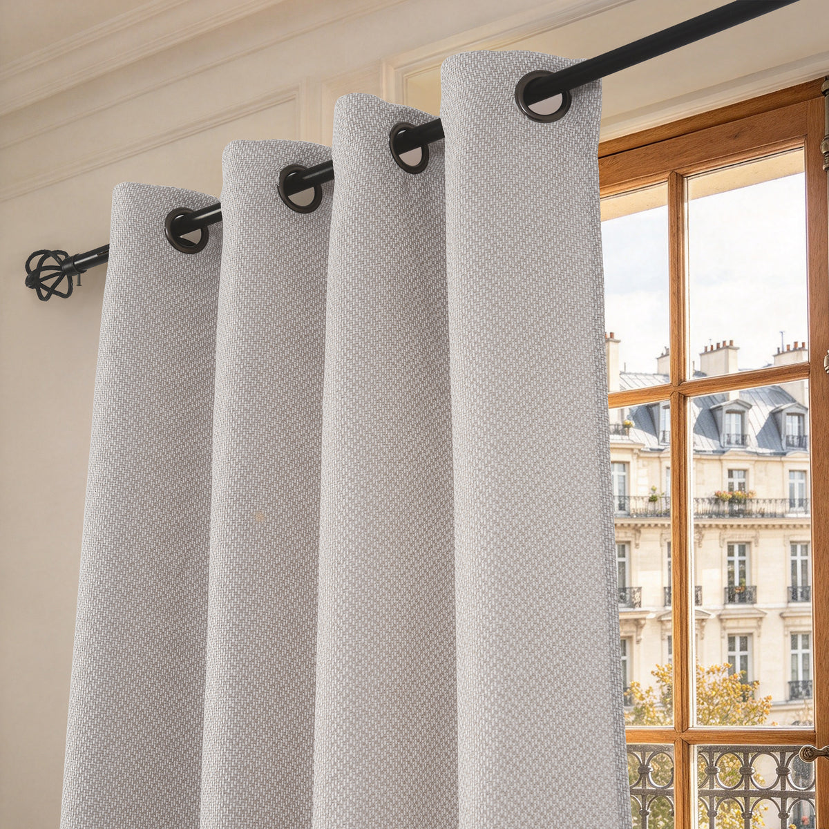 Rideau d'ameublement + 8 oeillets 140 x 240 cm Polyester fils teints jacquard "Victoria"Nuage
