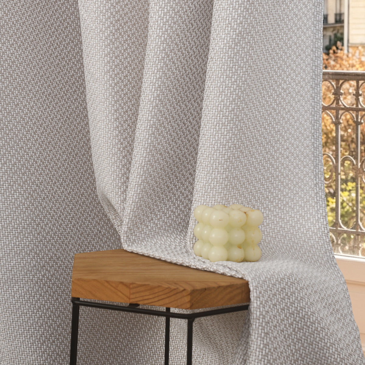 Rideau d'ameublement + 8 oeillets 140 x 240 cm Polyester fils teints jacquard "Victoria"Nuage