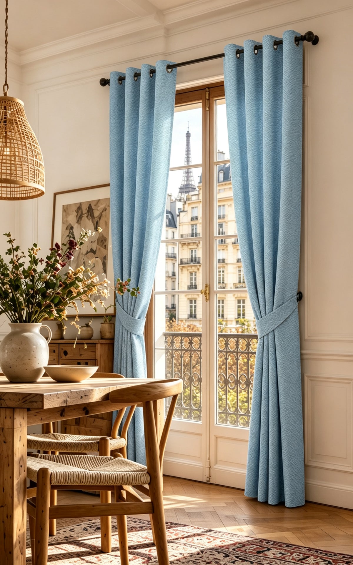 Rideau d'ameublement + 8 oeillets 140 x 240 cm Polyester fils teints jacquard "Victoria"Paon
