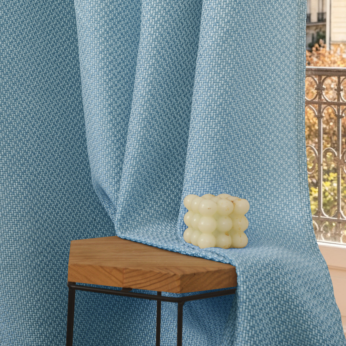 Rideau d'ameublement + 8 oeillets 140 x 240 cm Polyester fils teints jacquard "Victoria"Paon