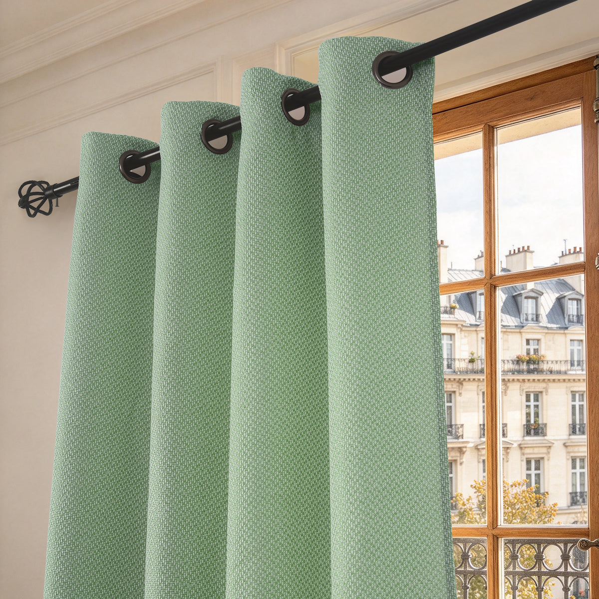 Rideau d'ameublement + 8 oeillets 140 x 240 cm Polyester fils teints jacquard "Victoria"Romarin