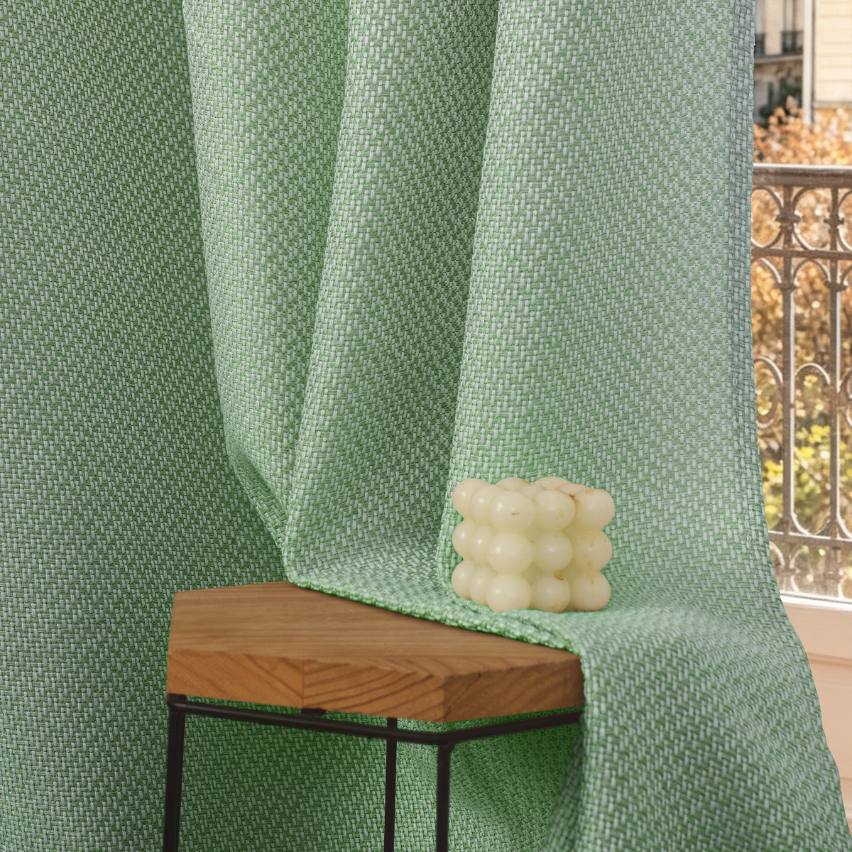 Rideau d'ameublement + 8 oeillets 140 x 240 cm Polyester fils teints jacquard "Victoria"Romarin