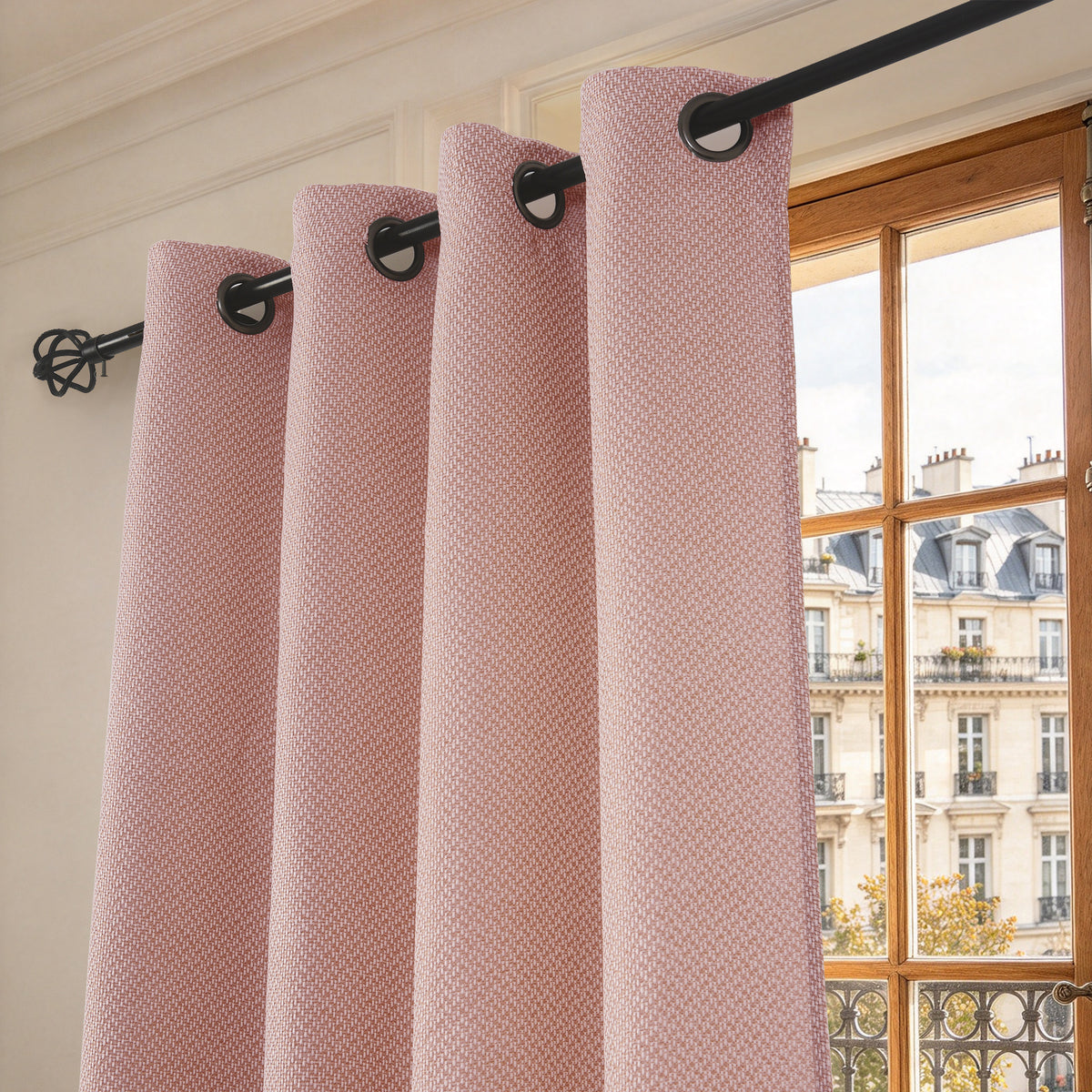 Rideau d'ameublement + 8 oeillets 140 x 240 cm Polyester fils teints jacquard "Victoria"Rose Boise
