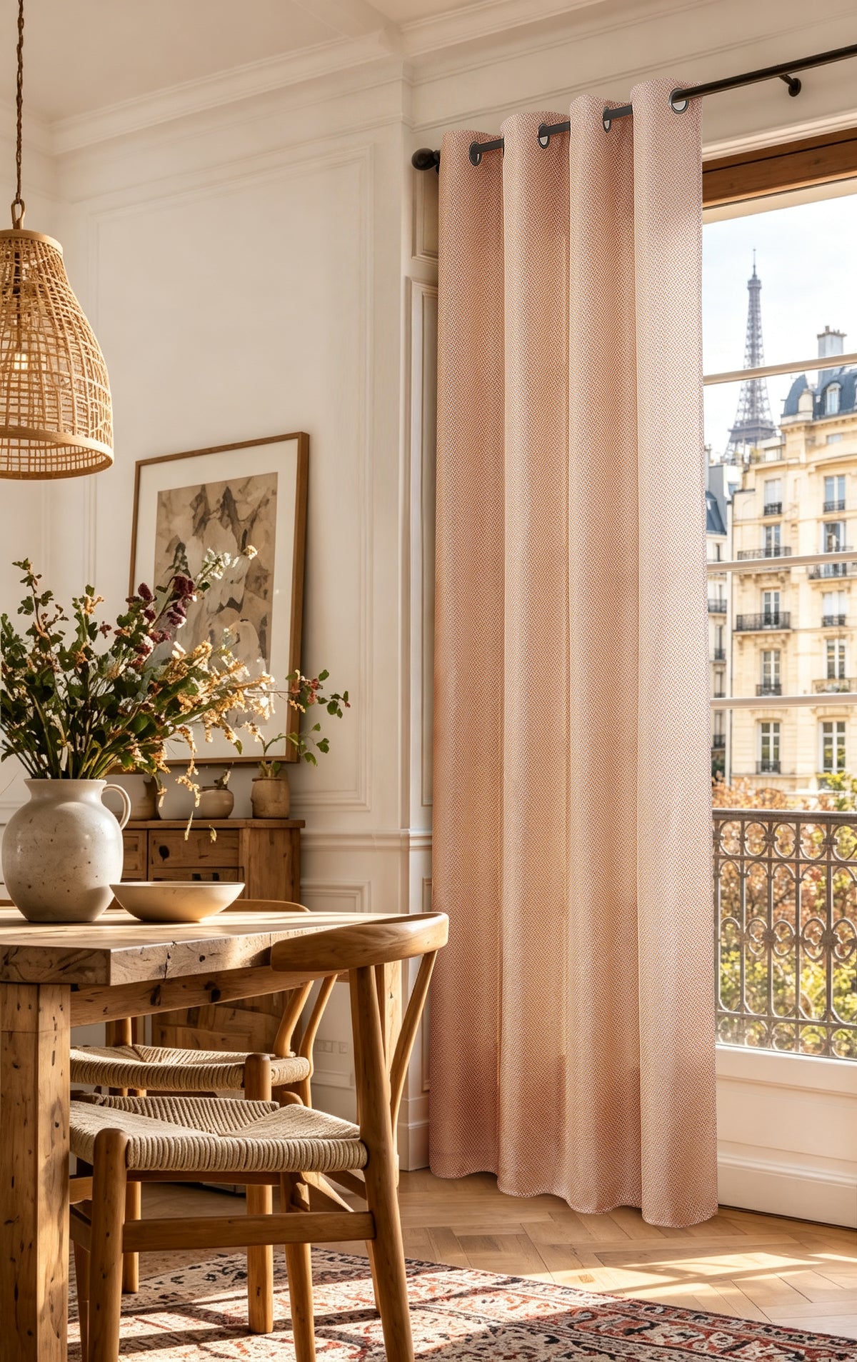 Rideau d'ameublement + 8 oeillets 140 x 240 cm Polyester fils teints jacquard "Victoria"Terracotta