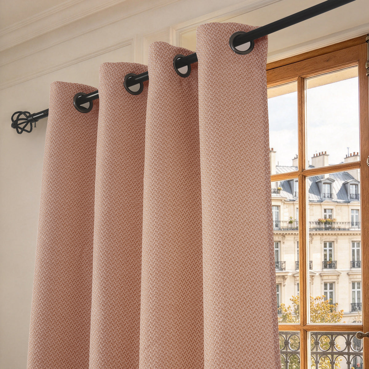 Rideau d'ameublement + 8 oeillets 140 x 240 cm Polyester fils teints jacquard "Victoria"Terracotta
