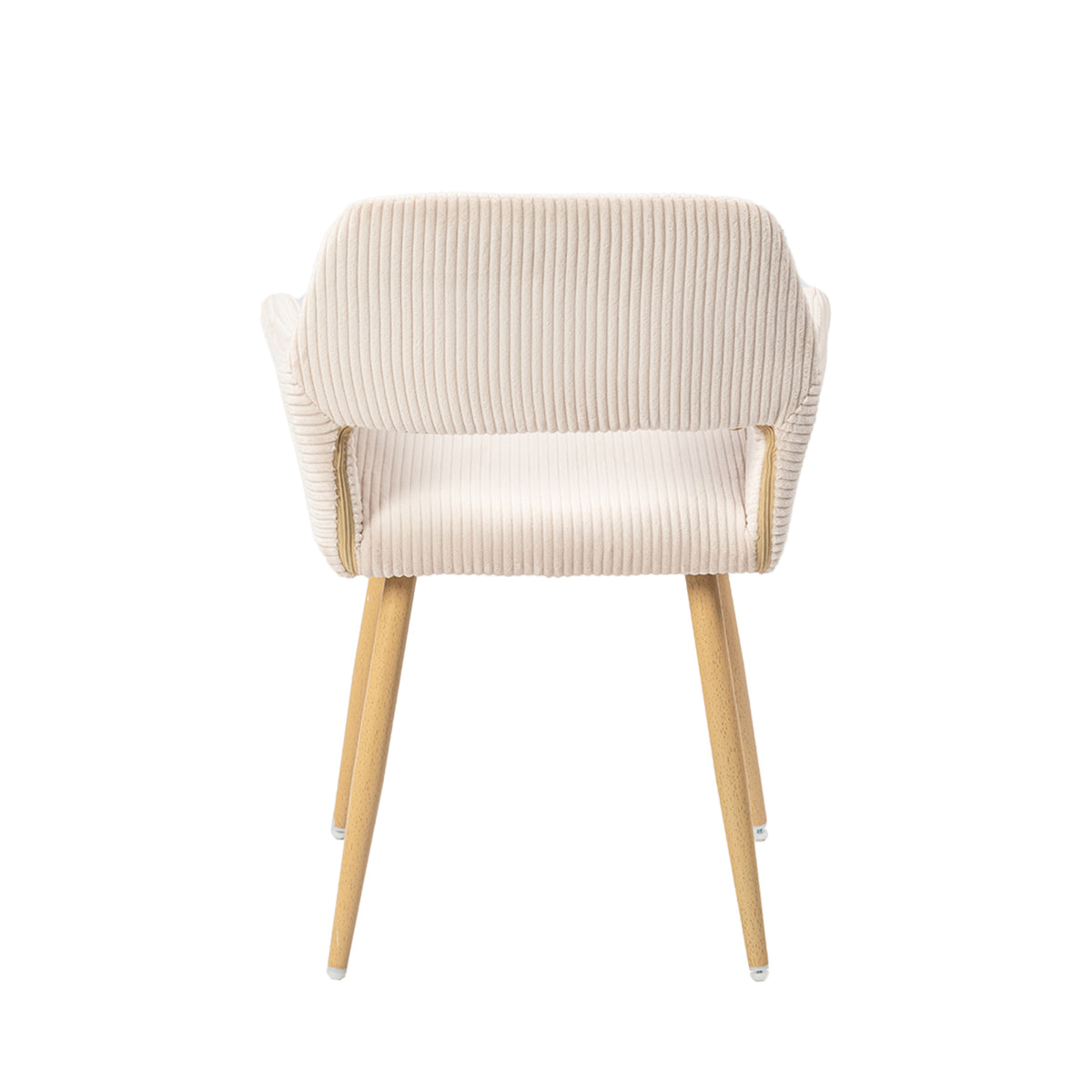 Cromwell - Ensemble de 2 fauteuils de salle à manger scandinaves avec accoudoirs en velours côtelé beige et pieds imitation chêne