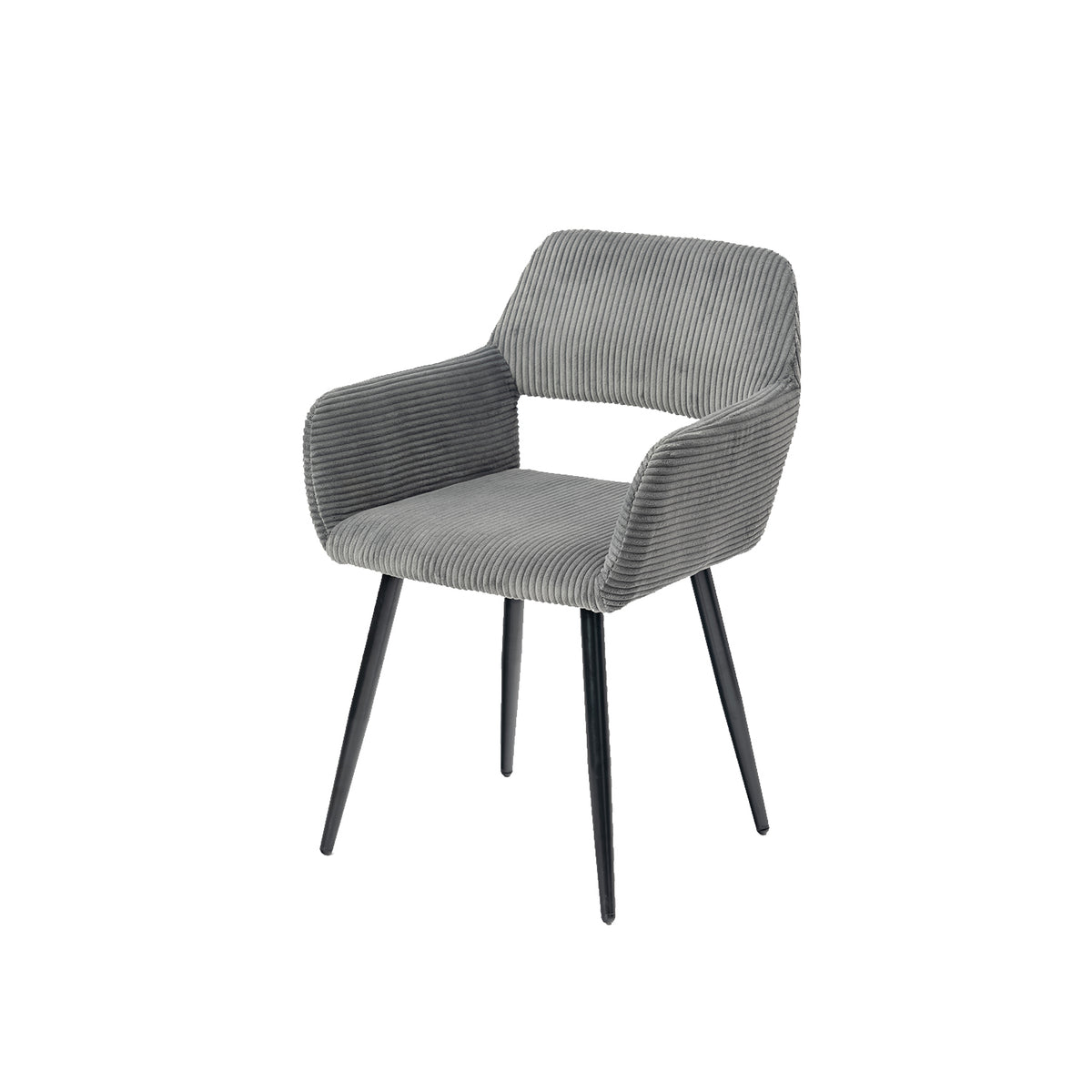 Cromwell - Ensemble de 2 fauteuils de salle à manger scandinaves avec accoudoirs en velours côtelé gris foncé