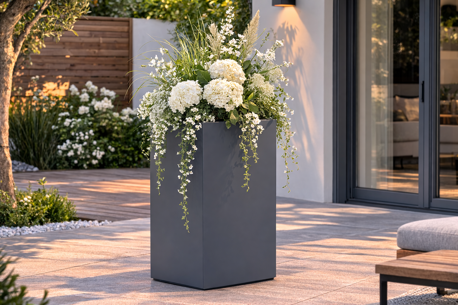 Jardinière carrée haute Chloris - 500 x 500 x 1000 mm - Gris anthracite